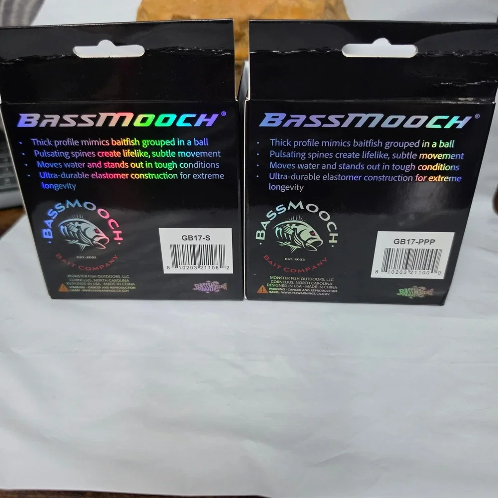 Bassmooch Gum Ball 17 Fishing Lure Lot of 2 Red White NEW Tournament Soft Bait
